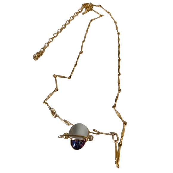 CHRISTOPHE POLY Abstract Dynamic Gold Necklace Hand Made Montreal Jewellery - Picture 1 of 16